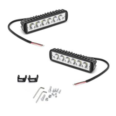 Imagem de Luzes diurnas de LED retas, 6000K 1200LM 18W, revestimento de plástico IP67, holofote de iluminação auxiliar à prova d'água, para carros, motocicletas, buggy, caminhões, empilhadeiras, barcos (branco)
