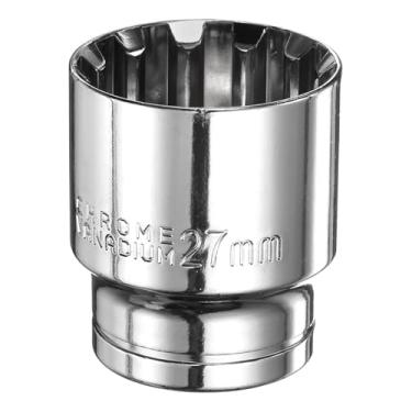 Imagem de Generic Soquete de 12 pontos 1/5.1 cm por soquete métrico raso de 27 mm, aço cromo vanádio, soquetes padrão de 12 pontos, ferramenta manual mecânica para reparo de carro, manutenção mecânica, uso