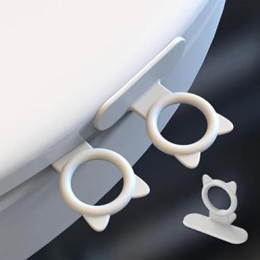 Imagem de Elevador de tampa de vaso sanitário de silicone, alça de assento de vaso sanitário de fácil aderência, ferramenta de abertura de tampa de banheiro higiênica, auxiliar de tampa de vaso sanitário