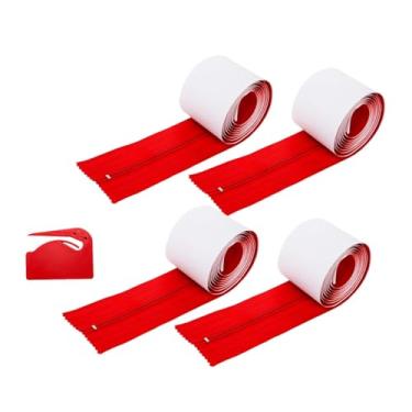 Imagem de Nishiyuenyi Kit com 4 Rolos de Zíper Instantâneo para Portas, Autoadesivo, Versátil, à Prova de Poeira, com Barreira Contra Poeira, para Proteção Contra Poeira em, Vermelho, Tamanho real
