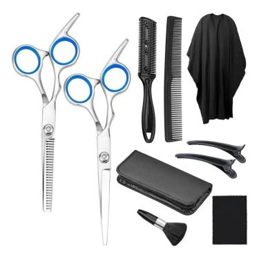 Imagem de 2X Kit 2 Tesouras Profissionais Navalha Cabeleireiro Barbeir