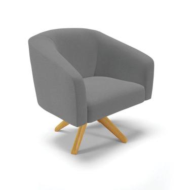 Imagem de Cadeira Sala De Jantar Giratória Ma30 Stella Linho D03 - D'rossi Cor Grafite