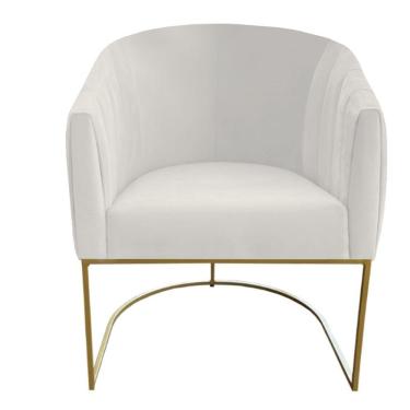 Imagem de Poltrona Julia Com Base De Ferro Sala De Estar Escritório Recepção Clinica Suede Bege- D'classe Decor