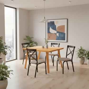 Imagem de Mesa De Jantar Millena 80x80 Em Madeira Maciça Estilo Contemporâneo Imbuia