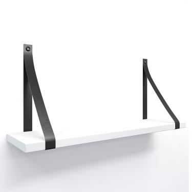 Imagem de Prateleira Em Mdf Branco 60x15cm Com Alça Cor Preto