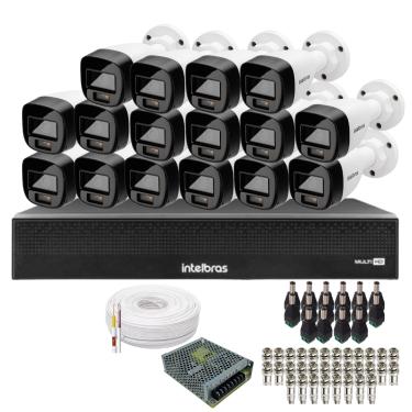 Imagem de Kit 16 Câmeras Intelbras 1120b Full Color, Dvr 16ch Mhdx 1016c Sem Hd