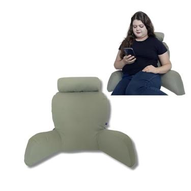 Imagem de Almofada de Leitura com Apoio Lombar e Travesseiro para Pescoço – Suporte Ergonômico para Costas em Cama ou Sofá – Ideal para Jovens, Adultos e Idosos – Tecido Suede (Verde Menta, G)