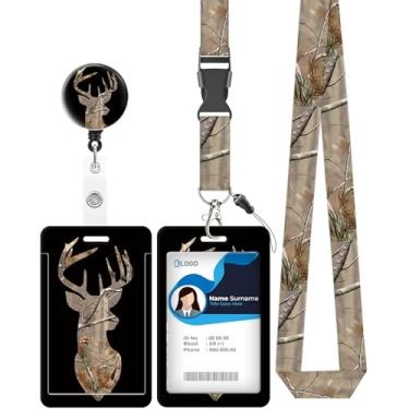 Imagem de Porta-crachá de identificação com cordão, carretel retrátil resistente com clipe de cinto giratório, clipes de etiqueta de cartão de nome para professores, enfermeiras, mulheres de escritório (arte de