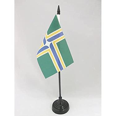 Imagem de Bandeira de mesa da cidade de Portland 10 cm x 15 cm - Oregon - Bandeira de mesa dos EUA 15 x 10 cm - Bastão e base de plástico preto - Drapeau Portland City AZ FLAG