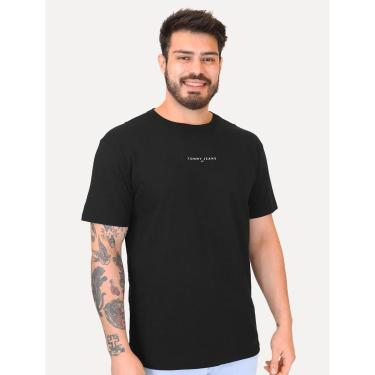 Imagem de Camiseta Tommy Jeans Masculina Frontal Linear Logo Preta-Masculino
