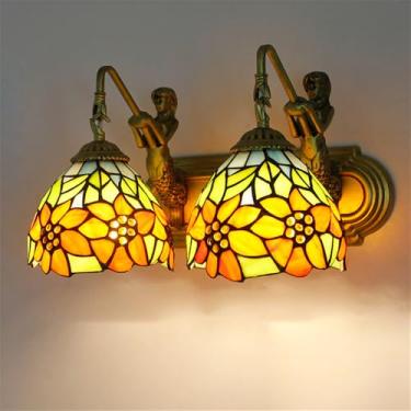 Imagem de Luminária de parede retrô americana LED de luxo e criativa para sala de estar, restaurante, quarto, escritório, casa de campo, hotel, café, bar, corredor, cômoda, banheiro, espelho (H 2 lâmp
