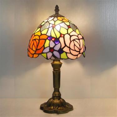 Imagem de Luminária de mesa vintage americana com LED, personalizada e criativa, para sala de estar, escritório, quarto infantil, casa de campo ou hotel, com vidro colorido (Estilo 38)