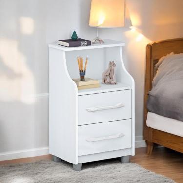 Imagem de Mesa De Cabeceira Com 02 Gavetas Topázio Branca