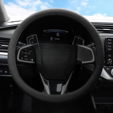 Imagem de Capa de volante de silicone, design universal antiderrapante e absorvente de suor, acessório de carro para todas as estações de fácil instalação (preto)
