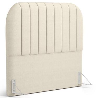 Imagem de Cabeceira Cama Box Queen Estofada Orgânica 160cm Alice W01 Facto Pérola Metalizado - Lyam Decor