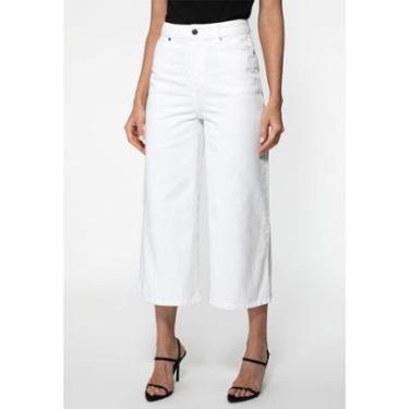 Imagem de Calça Sarja Wide Leg Cropped Branco-Feminino