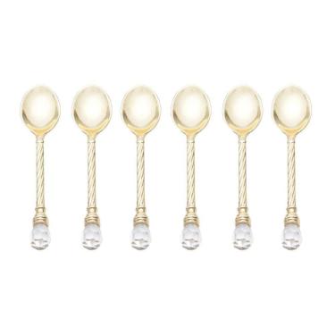 Imagem de Conjunto 6 Colheres De Café De Zamac Crystal Dourado 11 Cm Wolff
