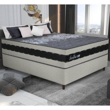 Imagem de Cama Box Conjugado Casal Com Colchão 138x73x188 Sevilha Gazin Cr35357 Areia-preto