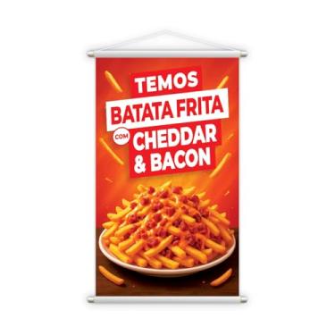 Imagem de Banner Decorativo de Batatas Fritas com Cheddar e Bacon, Cartaz Publicitário para Restaurante, 60×40 cm BS212-60x40