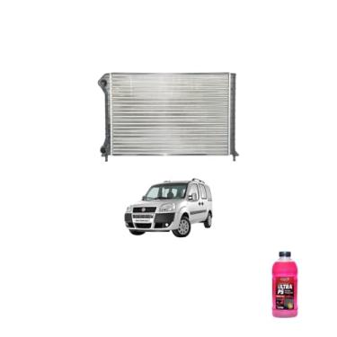 Imagem de Kit Radiador Doblo com Ar + Aditivo Radiador Radnaq T5 Vermelho