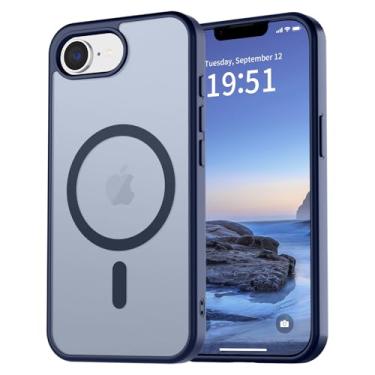 Imagem de vnnink Capa para iPhone 16e, capa magnética fosca de proteção contra quedas de grau militar translúcida - Capa protetora protetora contra choques fina, resistente, durável, à prova de choque - azul