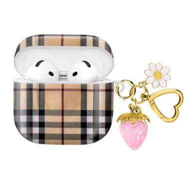Imagem de Compatível com AirPod 4,2024, a capa de fone de ouvido sem fio de proteção total à prova de choque vem com um lindo e lindo pingente de chaveiro de morango, adequado para mulheres (morangos rosa