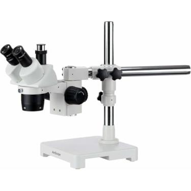 Imagem de AmScope Microscópio estéreo trinocular SW-3T24X, oculares WH10x, ampliação 10X/20X/40X, objetiva 2X/4X, suporte de braço único, inclui lente Barlow 0,5X