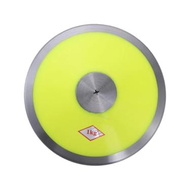 Imagem de Generic Disco de arremesso de nylon de 1 kg com aro e centro de aço para treinamento esportivo, ideal para praia, acampamento de verão e atividades físicas, Amarelo