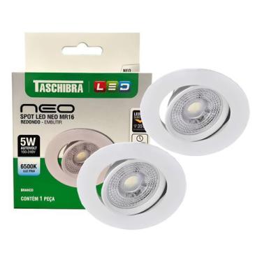 Imagem de Kit 2 Spot Led Neo Mr16 Embutir Redonda 5w Taschibra 6500k
