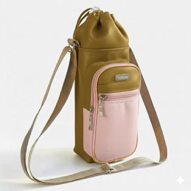 Imagem de Bolsa Térmica (OURO COM ROSA) GALANTE para Garrafa de 1,5 LITROS ml em Couro Sintético - Coleção Cores VERÃO 2026