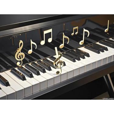 Imagem de UPABLUNSO Pintura de diamantes, notas musicais, teclado de piano 5D, arte de diamante, kits de bricolage, brocas, strass por número, bordado, artes e artesanato para sala de estar, decoração de parede