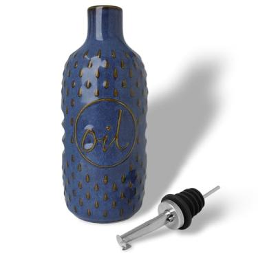 Imagem de GDCZ Garrafa dispensadora de azeite de oliva de cerâmica, galheteiro de óleo opaco de 425 g, dispensador de óleo para balcão de cozinha, para armazenamento de óleo, vinagre, molho de soja, xarope de