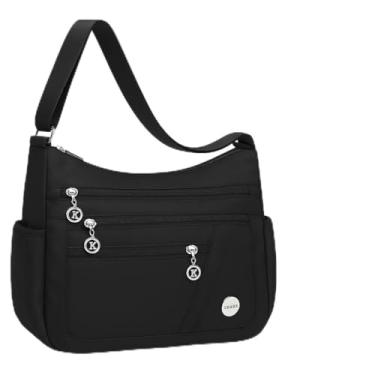 Imagem de GRABS Bolsa Transversal Feminina, Preta, Múltiplos Bolsos com Zíper, Alça Ajustável