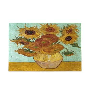 Imagem de Qilmy Quebra-cabeça de arte de girassol para adultos, adolescentes e crianças, 1000 peças quebra-cabeça de madeira divertido jogo familiar para férias brinquedo presente decoração de casa