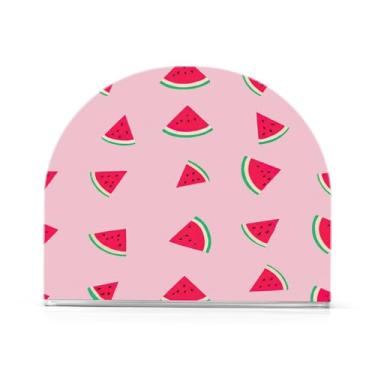 Imagem de JUZIHAI Suporte de guardanapo rosa melancia para mesa dispensador de guardanapo de acrílico para mesa suporte de lenços independente para cozinha sala de jantar bar festa decoração de casa