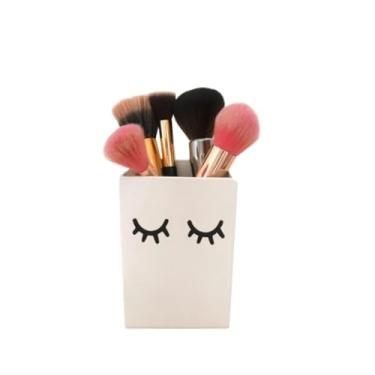 Imagem de Organizador de PincéIs de Maquilhagem, Adequado Para Guardar CosméTicos Ou Funcionar Como Porta-LáPis, Com Um Design Minimalista e Encantador.(Branco)