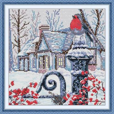 Imagem de Maydiyer Kits de ponto cruz contados para adultos, kits de bordado de padrão não impresso de 14 quilates para iniciantes, conjunto fácil de ponto cruz DMC Threads bordado - raposa indiana 33,4 cm ×