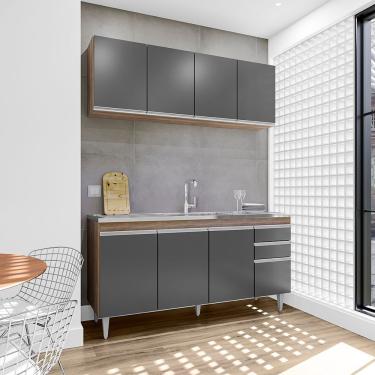 Imagem de Balcão Gabinete Para Pia 160cm 4 Portas Lorena - Ssx Multicoisas Freijó-grafite
