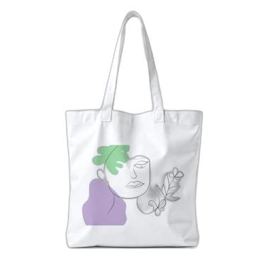 Imagem de Kit 10 Sacola Ecologica Charmosa e Reutilizável 38x41,5cm Estampa Abstract Line Art