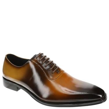 Imagem de Stacy Adams Sapato Oxford masculino Shaffer de bico liso, Conhaque Multi, 45