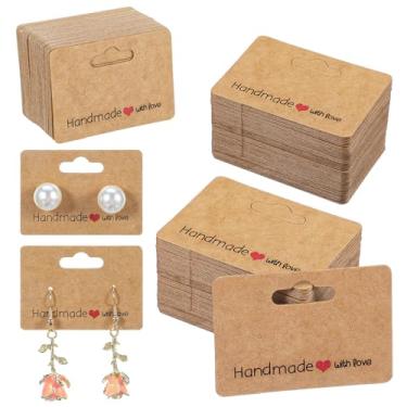 Imagem de 200 peças de cartões de brinco para venda de brincos de papel, etiquetas com 2 furos, suporte de brinco, cartões de exibição de joias pendurados, 1,96 cm × 3,5 cm, conjunto de porta-cartões para joias