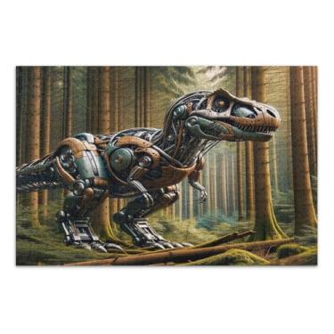 Imagem de Quebra-cabeças mecanizados de dinossauros da floresta para adultos com letras nas costas 500 peças