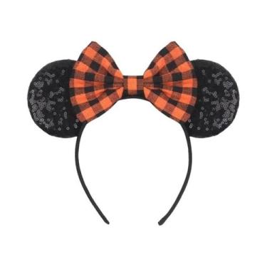 Imagem de Tiara De Natal Da Disney Para Meninas Com Orelhas De Rato, Laço De Lan