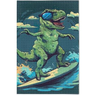 Imagem de Skate de dinossauro personalizado 1000 peças quebra-cabeças para adultos amantes de elefantes brancos presentes paisagem quebra-cabeça paisagem obra de arte, 75 cm x 50 cm