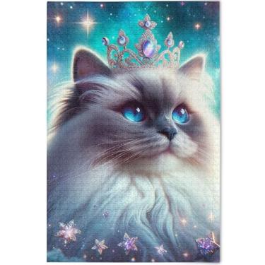 Imagem de Quebra-cabeça de gato Ragdoll fofo 500 peças para adultos quebra-cabeça brinquedo arte paisagem cena quebra-cabeça personalizado família branco presentes de elefante, 52 cm x 37,8 cm