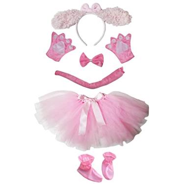 Imagem de Petitebella Dog Headband Bowtie Tail Glove Shoes Tutu Girl 6pc Costume 1-5y (Pink Poodle, One Size)