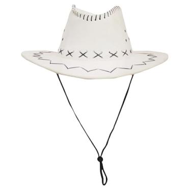 Imagem de Petitebella Chapéu de cowboy ocidental adulto, Branco, Tamanho Único