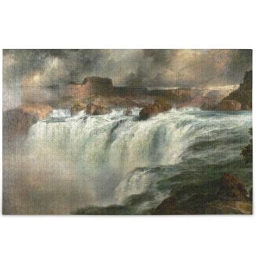 Imagem de Quebra-cabeça com estampa personalizada Gilcrease Shenandoah River Thomas Moran 500 peças para adultos paisagem floral família Prime jogo engraçado, 52 cm x 37,8 cm