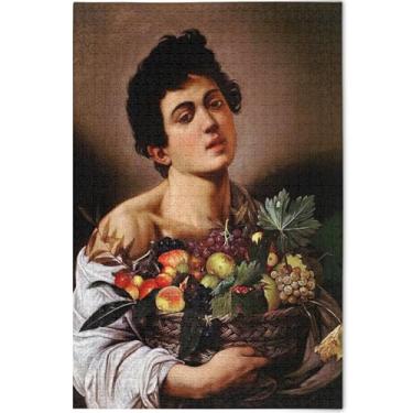 Imagem de Quebra-cabeça de frutas personalizado Caravaggio Basket para adultos 500 peças cenário arte animal único colorido quebra-cabeça engraçado jogo técnico presentes, 52 cm x 37,8 cm