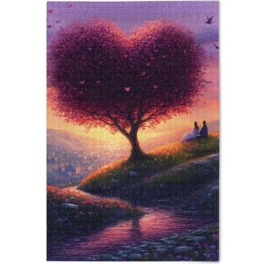 Imagem de Quebra-cabeças personalizados com árvore de coração dos namorados, 500 peças para adultos, jogos tecnológicos, presentes legais e exclusivos, pintura de belas artes, 52 x 37,8 cm